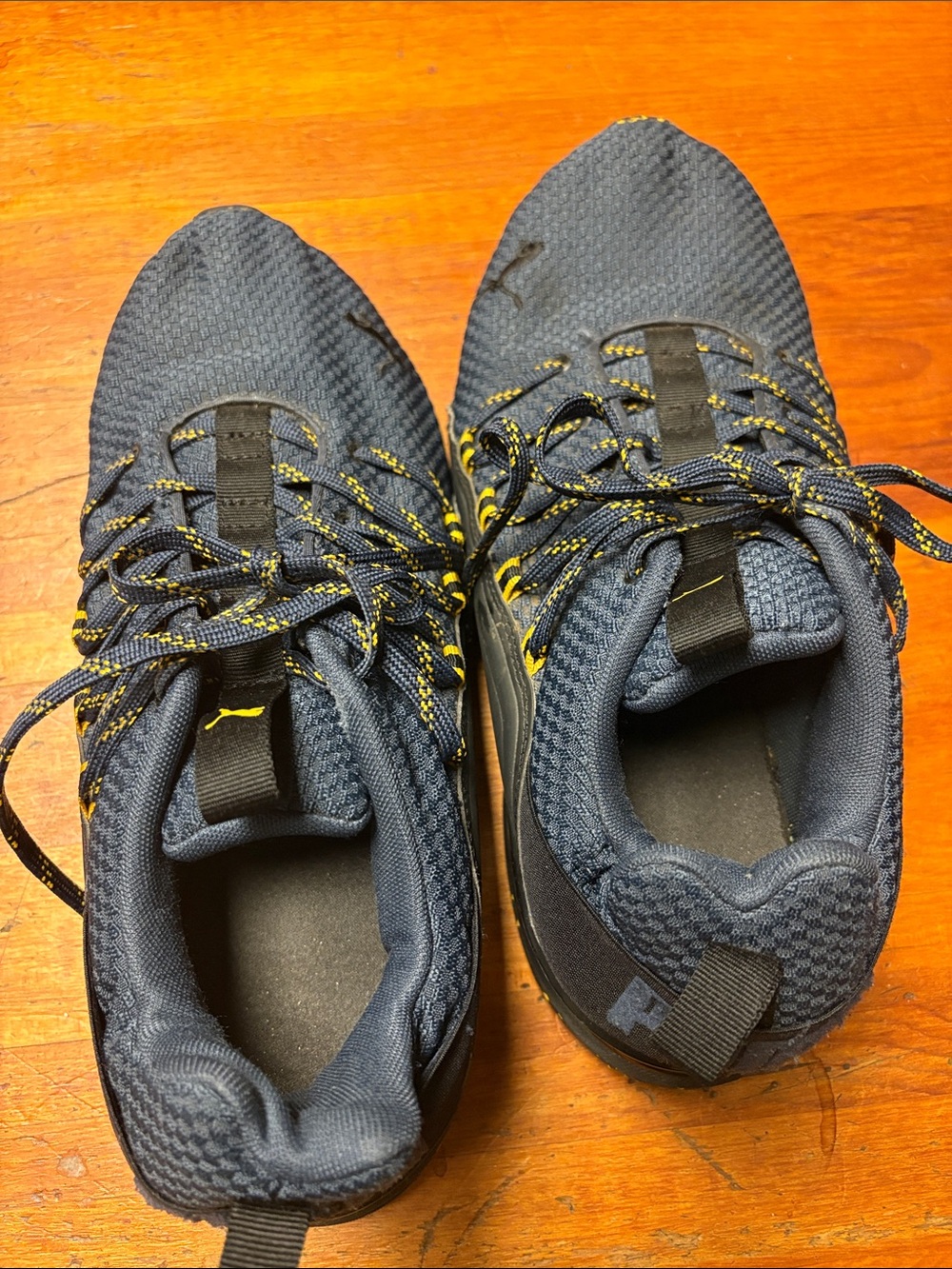 Puma Men's Navy Athletic Sneakers with Yellow Accents